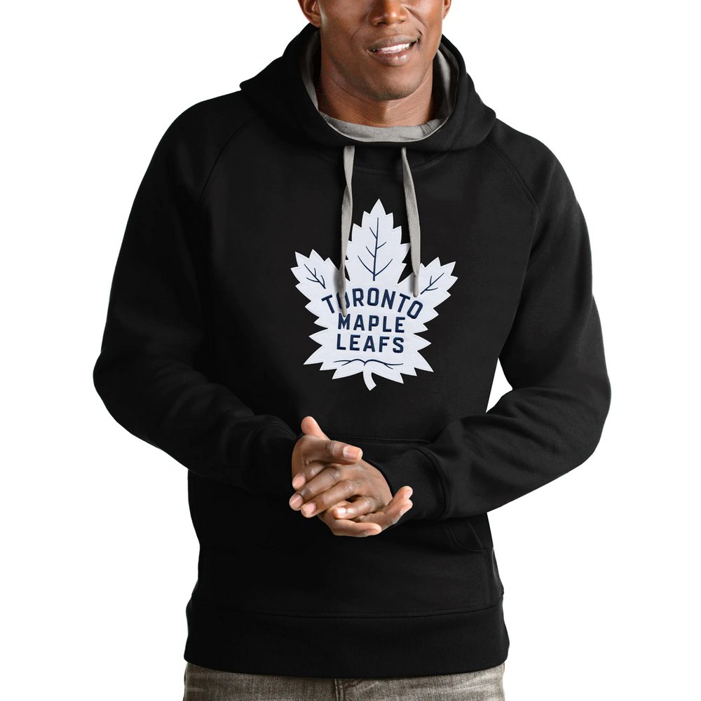 Toronto Maple Leafs Antigua Logo Victory Pullover Hoodie - Black