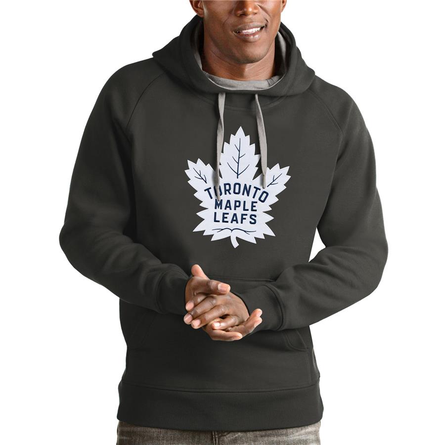 Toronto Maple Leafs Antigua Logo Victory Pullover Hoodie - Charcoal