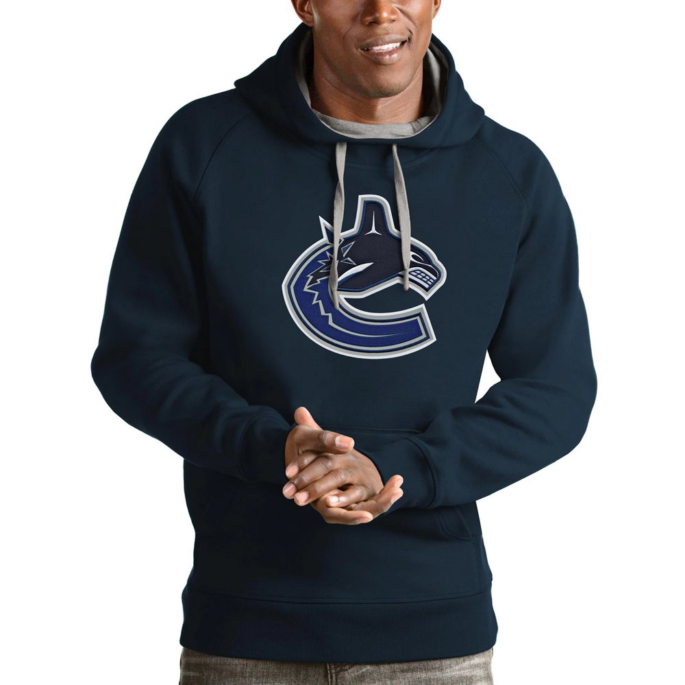 Vancouver Canucks Antigua Logo Victory Pullover Hoodie - Navy