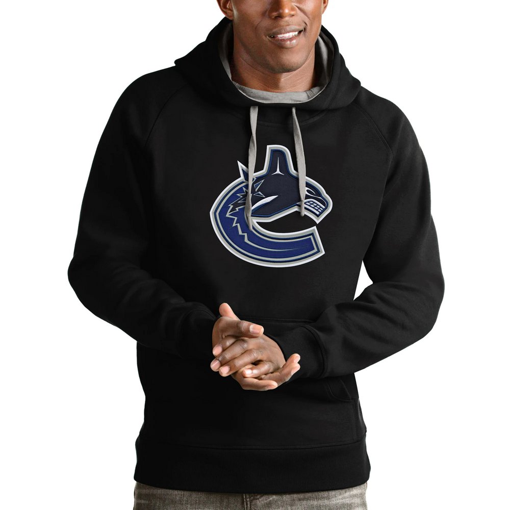 Vancouver Canucks Antigua Logo Victory Pullover Hoodie - Black