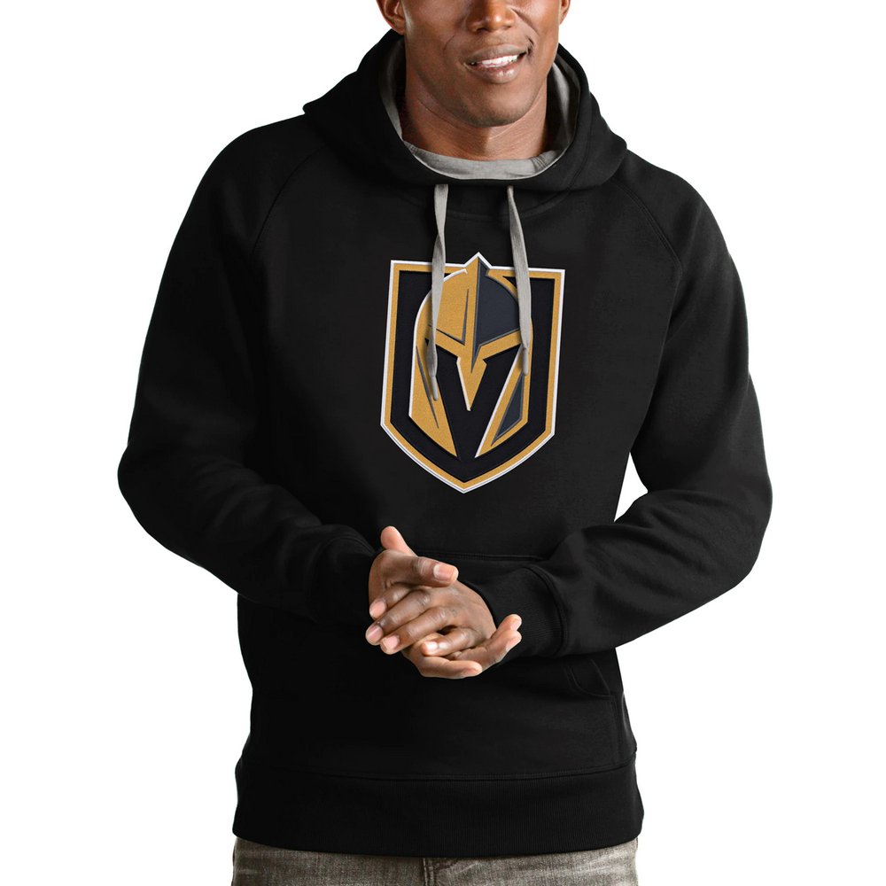 Vegas Golden Knights Antigua Logo Victory Pullover Hoodie - Black