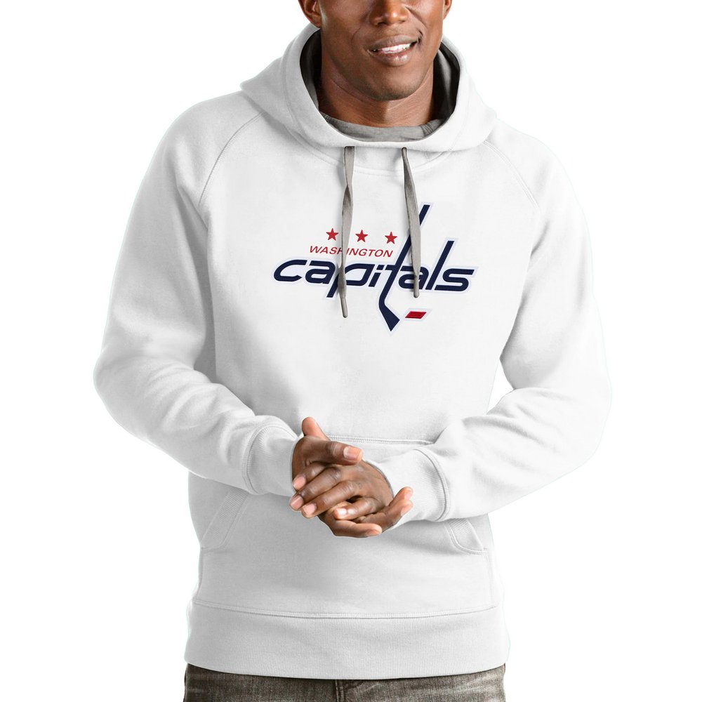 Washington Capitals Antigua Logo Victory Pullover Hoodie - White