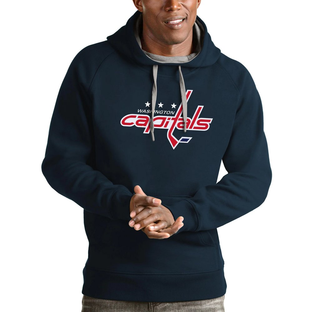 Washington Capitals Antigua Logo Victory Pullover Hoodie - Navy