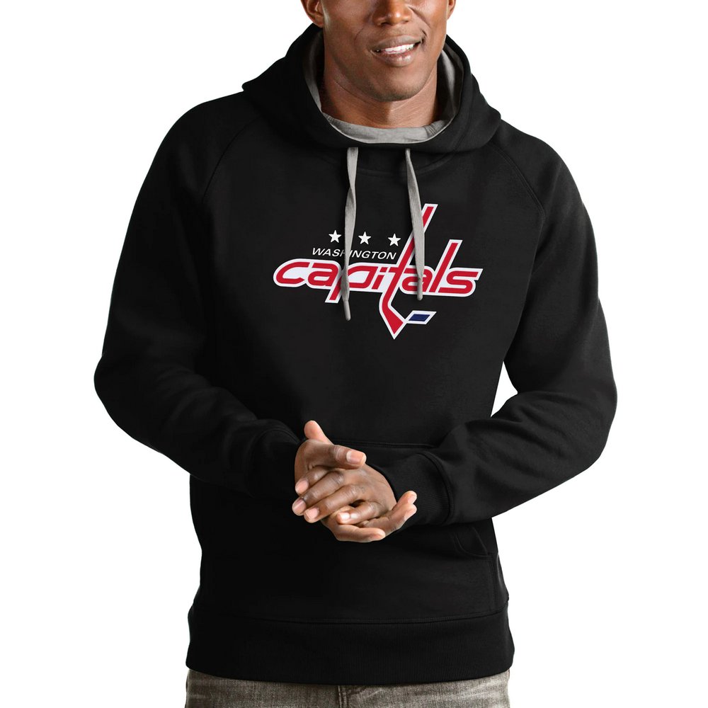 Washington Capitals Antigua Logo Victory Pullover Hoodie - Black