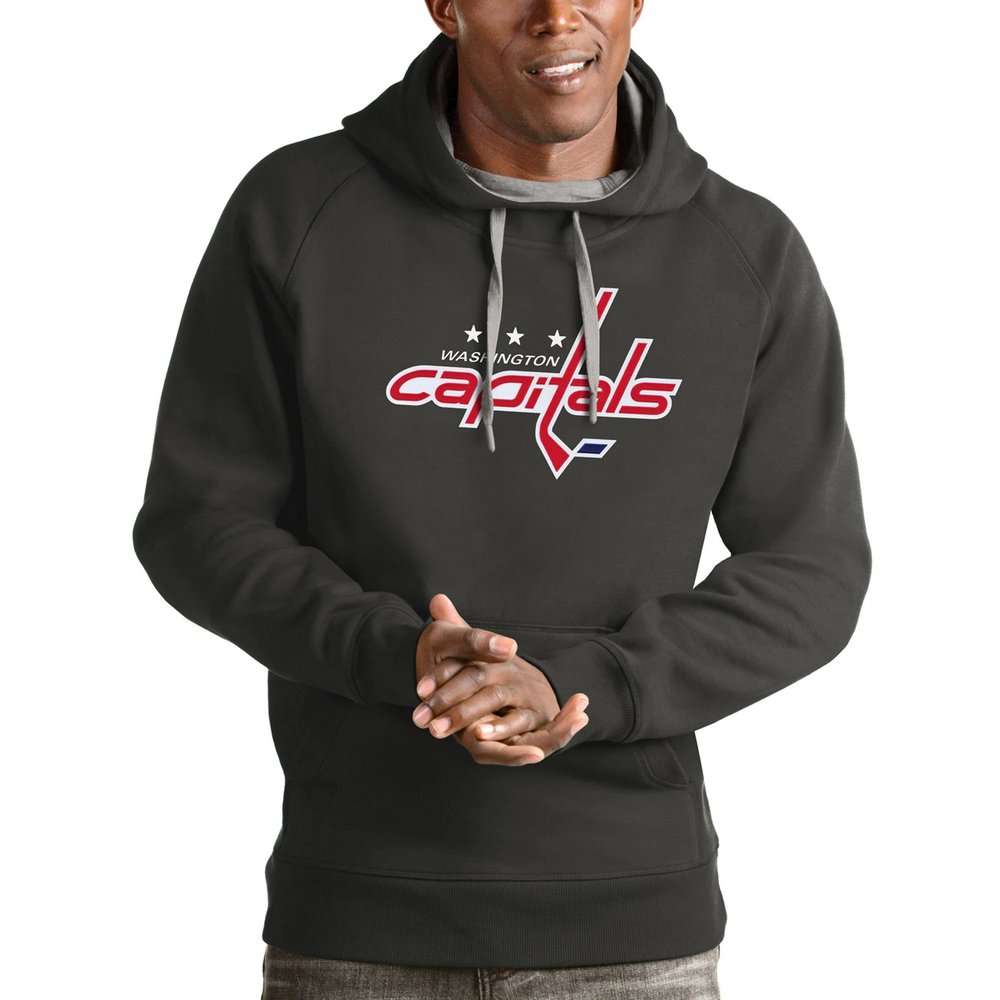 Washington Capitals Antigua Logo Victory Pullover Hoodie - Charcoal