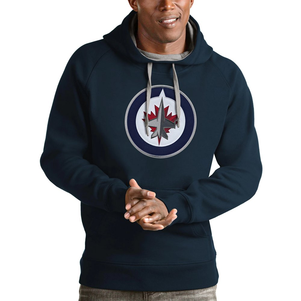 Winnipeg Jets Antigua Logo Victory Pullover Hoodie - Navy