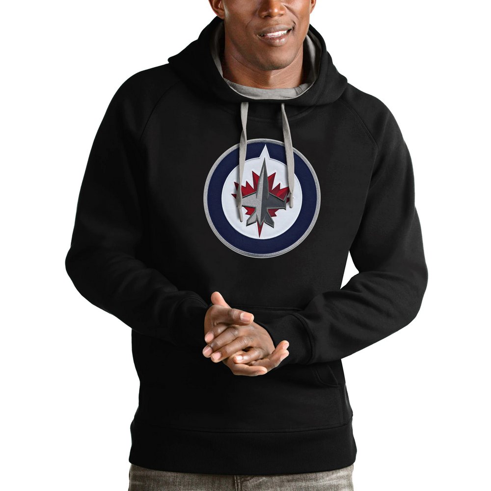Winnipeg Jets Antigua Logo Victory Pullover Hoodie - Black