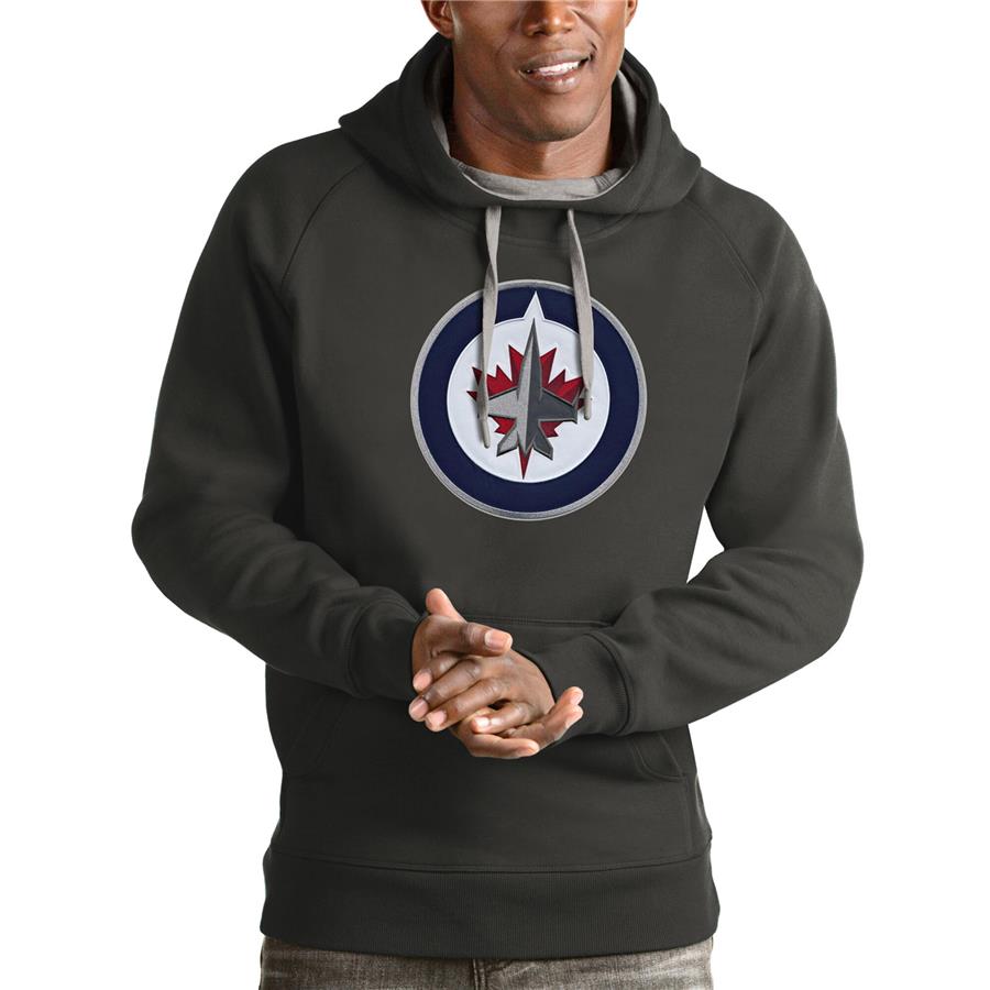 Winnipeg Jets Antigua Logo Victory Pullover Hoodie - Charcoal