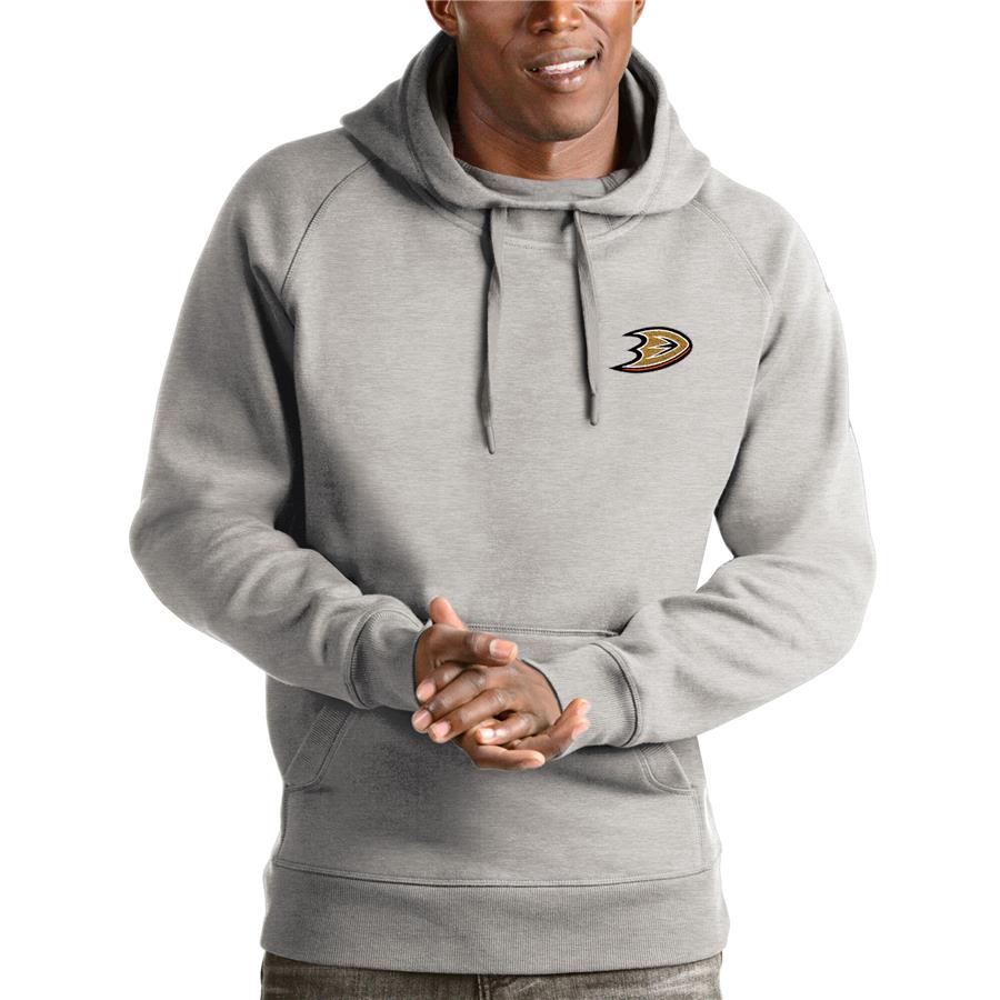 Anaheim Ducks Antigua Victory Pullover Hoodie - Heathered Gray