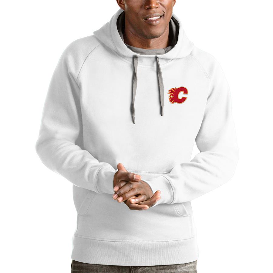 Calgary Flames Antigua Victory Pullover Hoodie - White