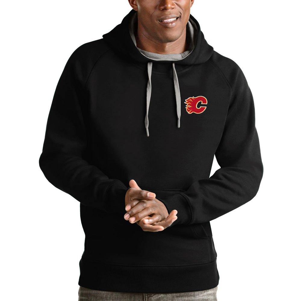 Calgary Flames Antigua Team Victory Pullover Hoodie - Black