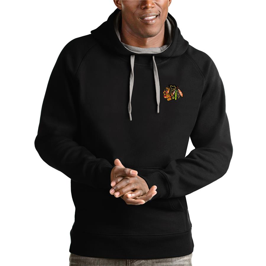 Chicago Blackhawks Antigua Team Victory Pullover Hoodie - Black