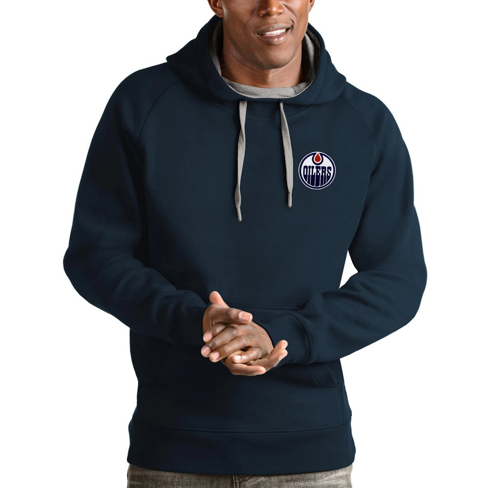 Edmonton Oilers Antigua Victory Pullover Hoodie - Navy