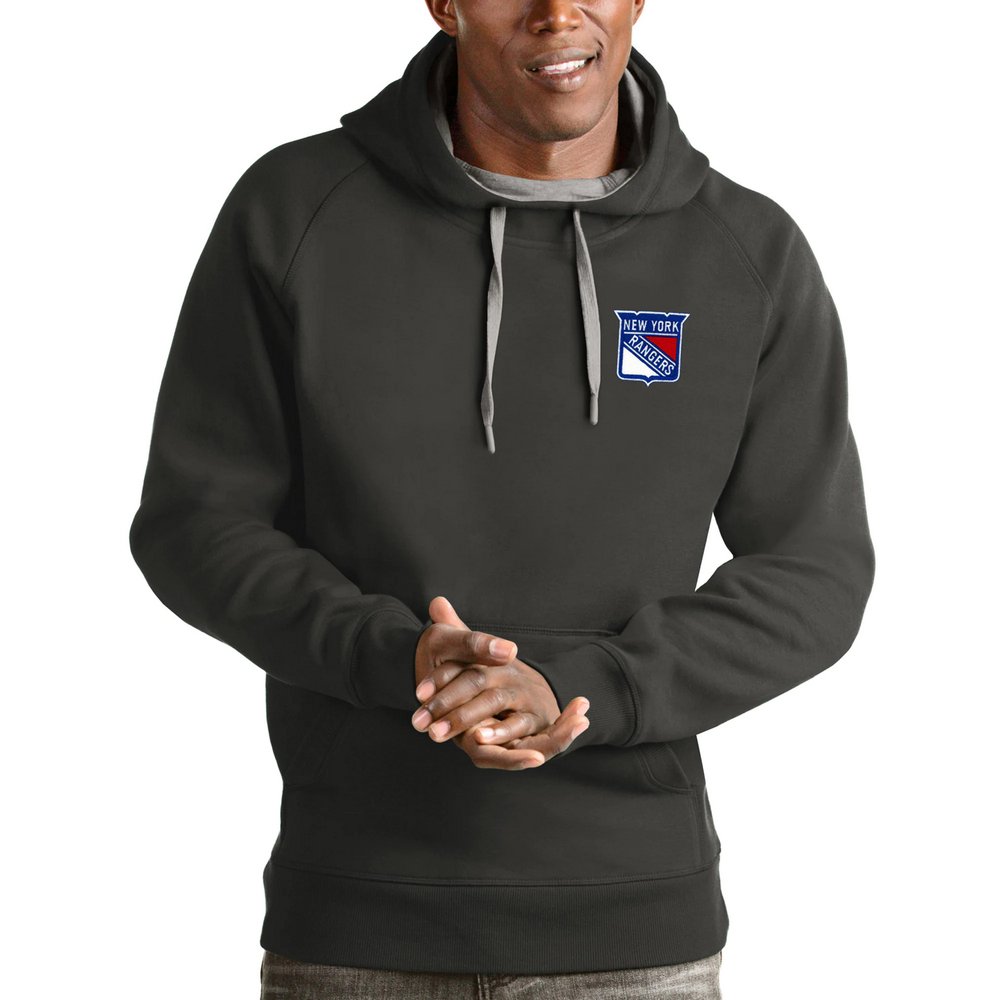 New York Rangers Antigua Victory Pullover Hoodie - Charcoal