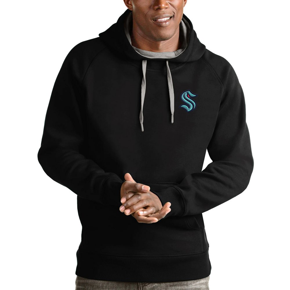 Seattle Kraken Antigua Victory Pullover Hoodie - Black