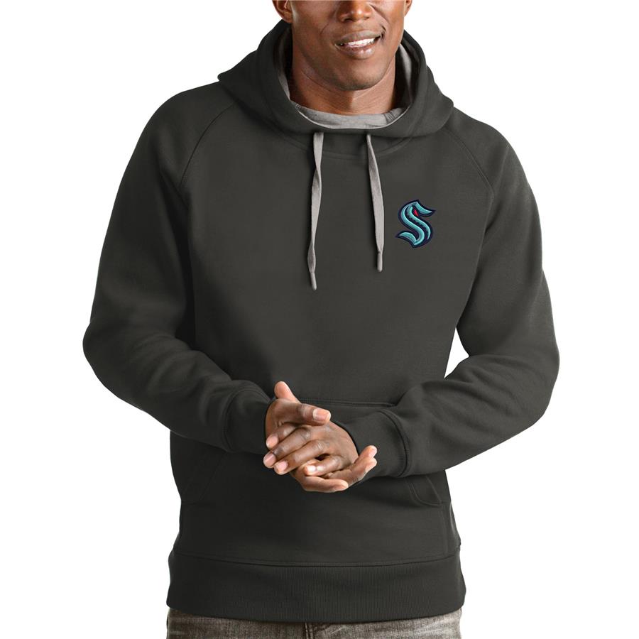 Seattle Kraken Antigua Victory Pullover Hoodie - Charcoal