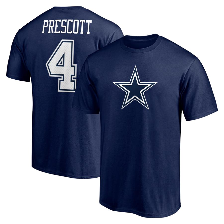 Dak Prescott Dallas Cowboys Fanatics Branded Team Player Icon Name & Number T-Shirt - Navy
