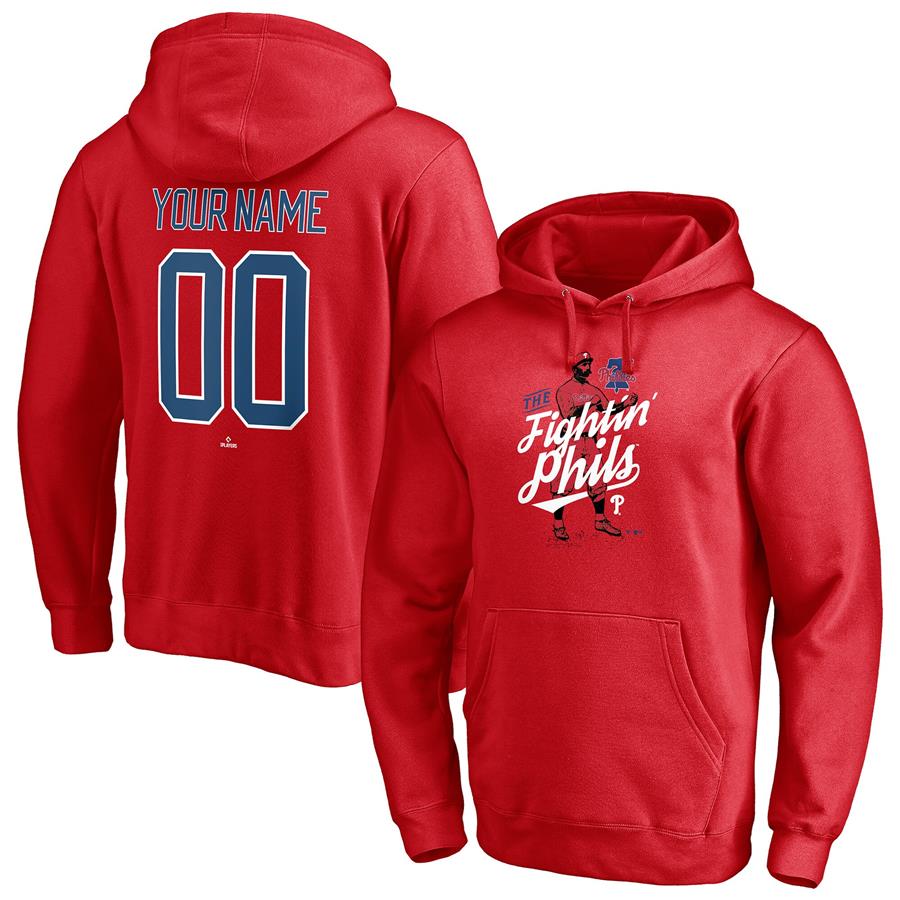 Philadelphia Phillies Fanatics Branded Hometown Legend Personalized Name & Number Pullover Hoodie - Red