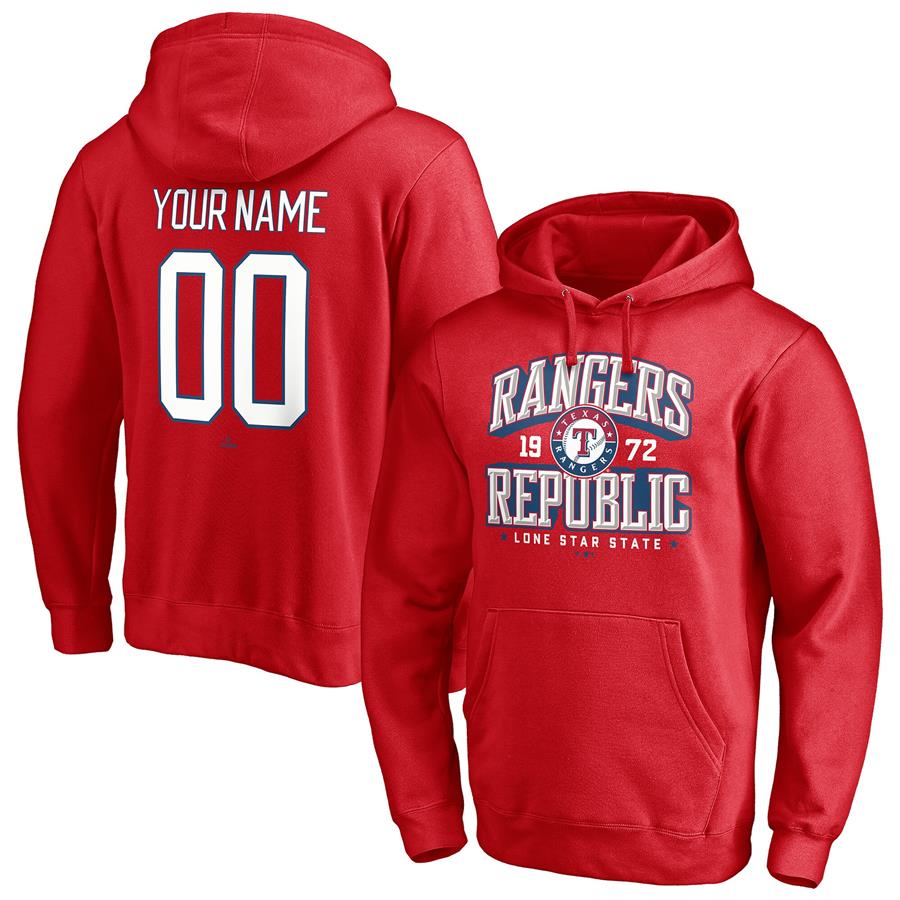 Texas Rangers Fanatics Branded Hometown Legend Personalized Name & Number Pullover Hoodie - Red