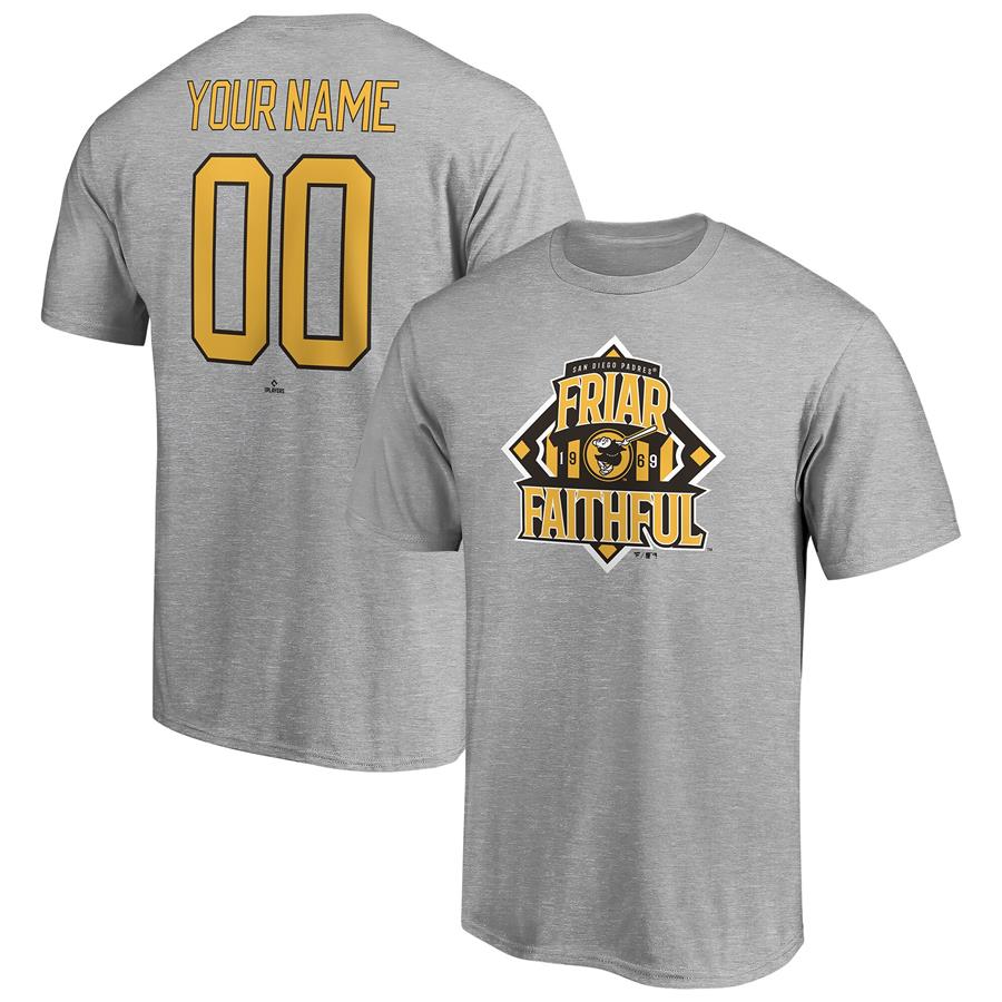 San Diego Padres Fanatics Branded Hometown Legend Personalized Name & Number T-Shirt - Heathered Gray
