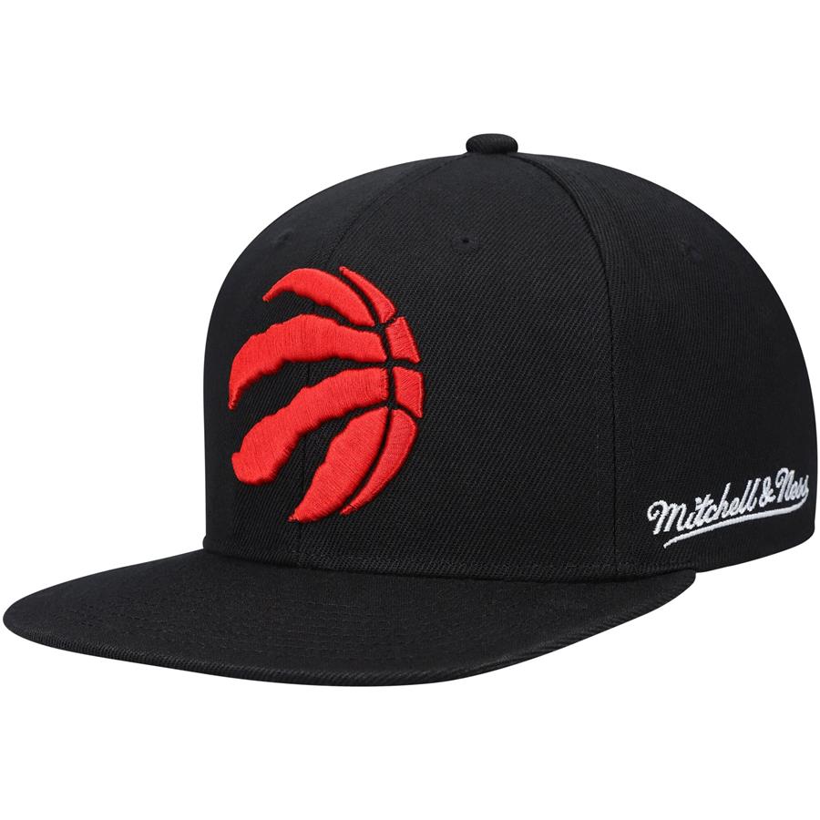 Toronto Raptors Mitchell & Ness English Dropback Snapback Hat - Black