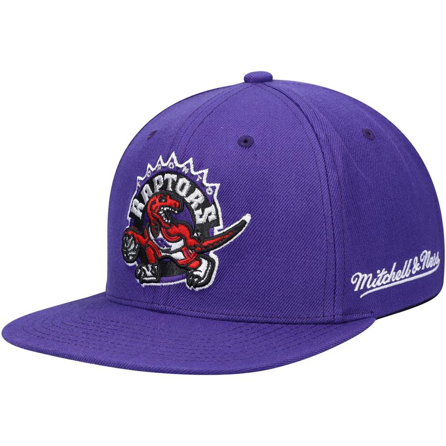 Toronto Raptors Mitchell & Ness English Dropback Snapback Hat - Purple