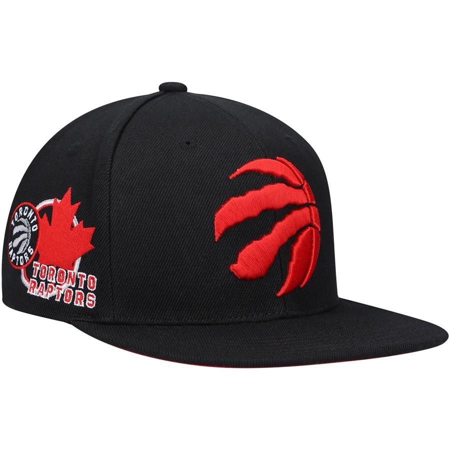 Toronto Raptors Mitchell & Ness Custom Patch Snapback Hat - Black