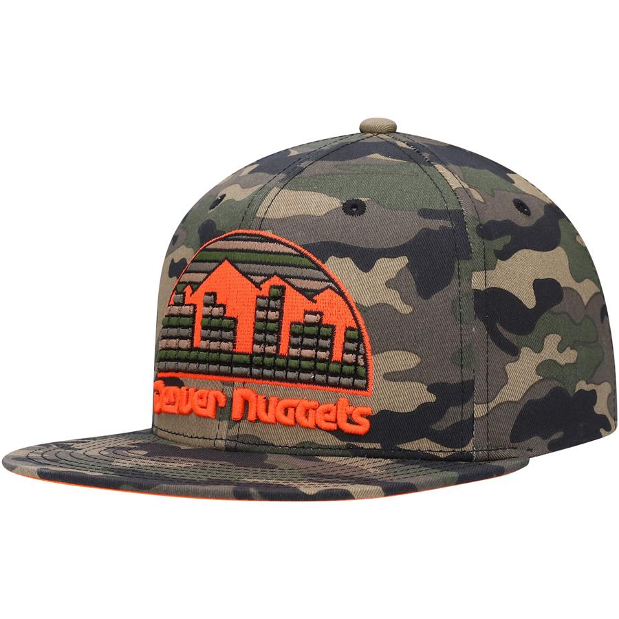 Denver Nuggets Mitchell & Ness Hardwood Classics Neon Pop Snapback Hat - Camo