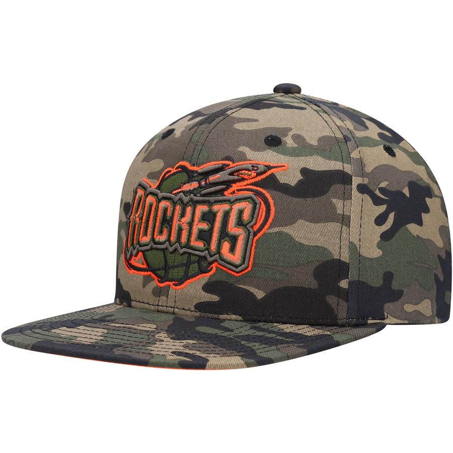 Houston Rockets Mitchell & Ness Hardwood Classics Neon Pop Snapback Hat - Camo