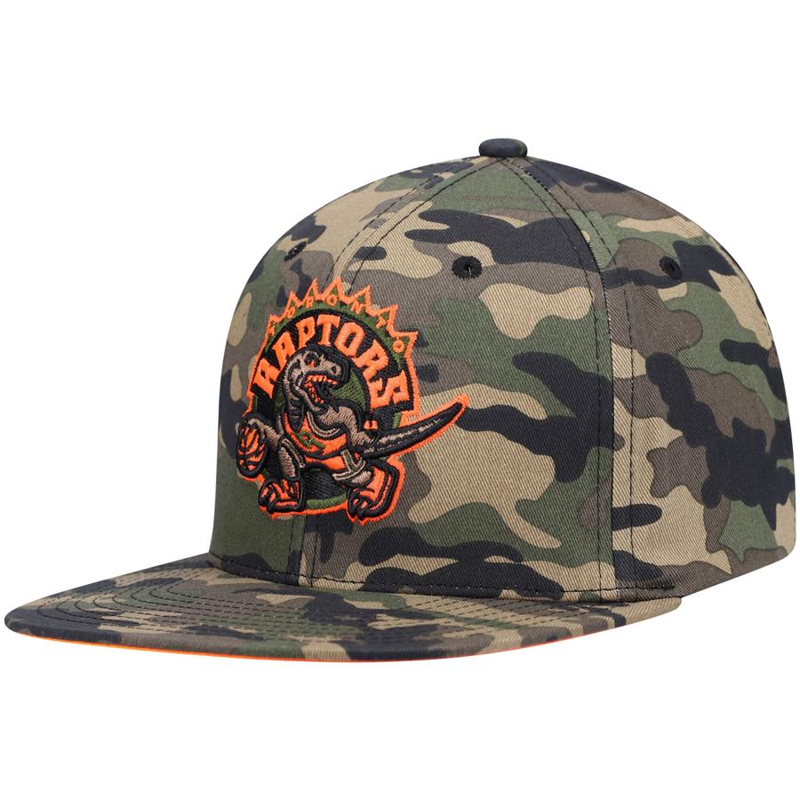 Toronto Raptors Mitchell & Ness Hardwood Classics Neon Pop Snapback Hat - Camo
