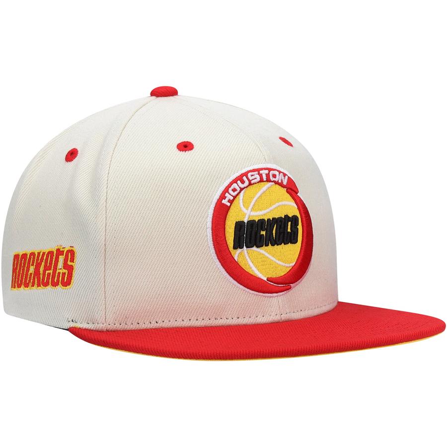 Houston Rockets Mitchell & Ness Hardwood Classics Sail 2-Tone Snapback Hat - Cream