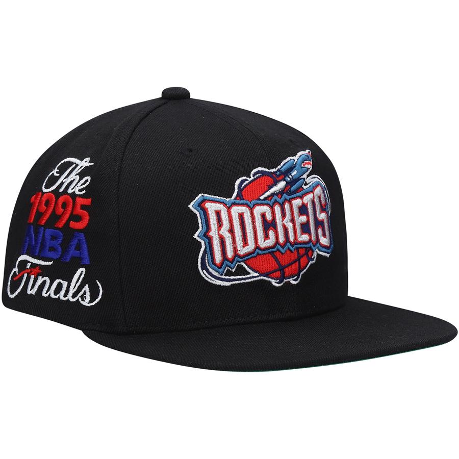 Houston Rockets Mitchell & Ness Hardwood Classics 1995 NBA Finals XL Patch Snapback Hat - Black