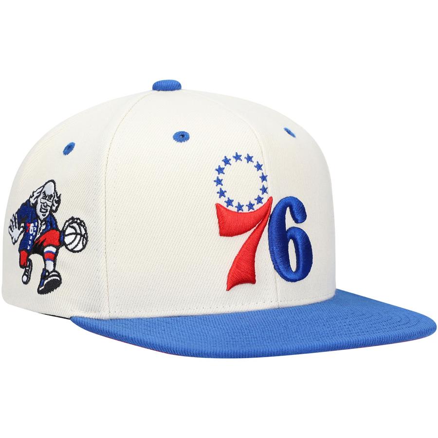 Philadelphia 76ers Mitchell & Ness Sail Two-Tone Snapback Hat - Cream