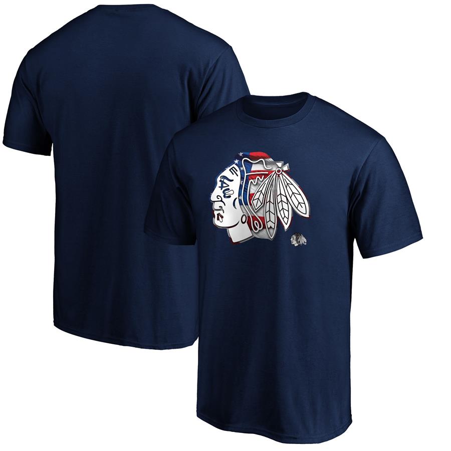 Chicago Blackhawks Fanatics Branded Banner Wave Premium T-Shirt - Navy