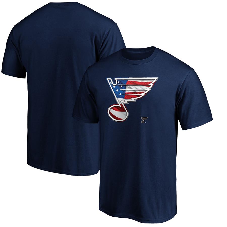 St. Louis Blues Fanatics Branded Banner Wave Premium T-Shirt - Navy