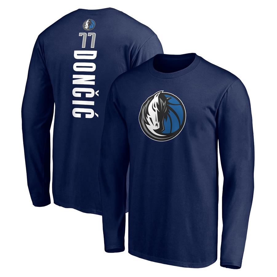 Luka Doncic Dallas Mavericks Fanatics Branded Playmaker Name & Number Long Sleeve T-Shirt - Navy