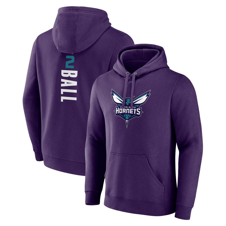 LaMelo Ball Charlotte Hornets Fanatics Branded Playmaker Name & Number Pullover Hoodie - Purple