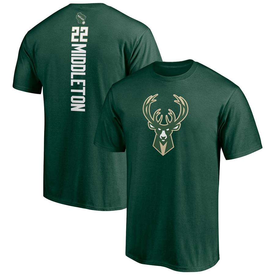 Khris Middleton Milwaukee Bucks Fanatics Branded Playmaker Name & Number T-Shirt - Hunter Green