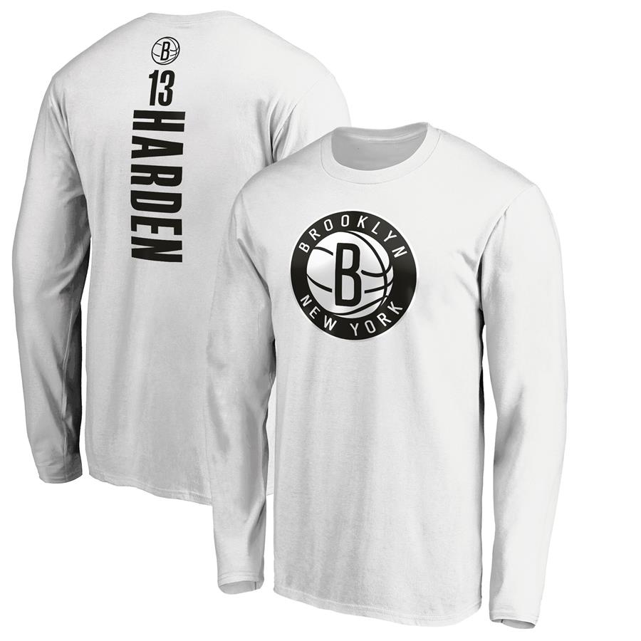 James Harden Brooklyn Nets Fanatics Branded Playmaker Name & Number Long Sleeve T-Shirt - White