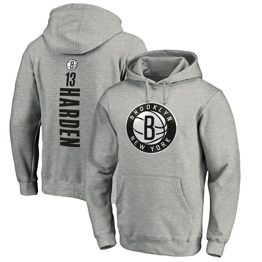 James Harden Brooklyn Nets Fanatics Branded Playmaker Name & Number Pullover Hoodie - Heathered Gray