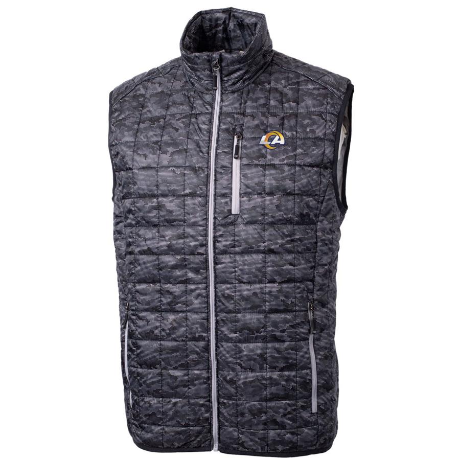 Los Angeles Rams Cutter & Buck Rainier Printed Full-Zip Puffer Vest - Black