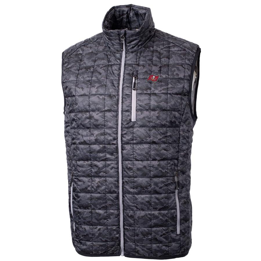 Tampa Bay Buccaneers Cutter & Buck Rainier Printed Full-Zip Puffer Vest - Black