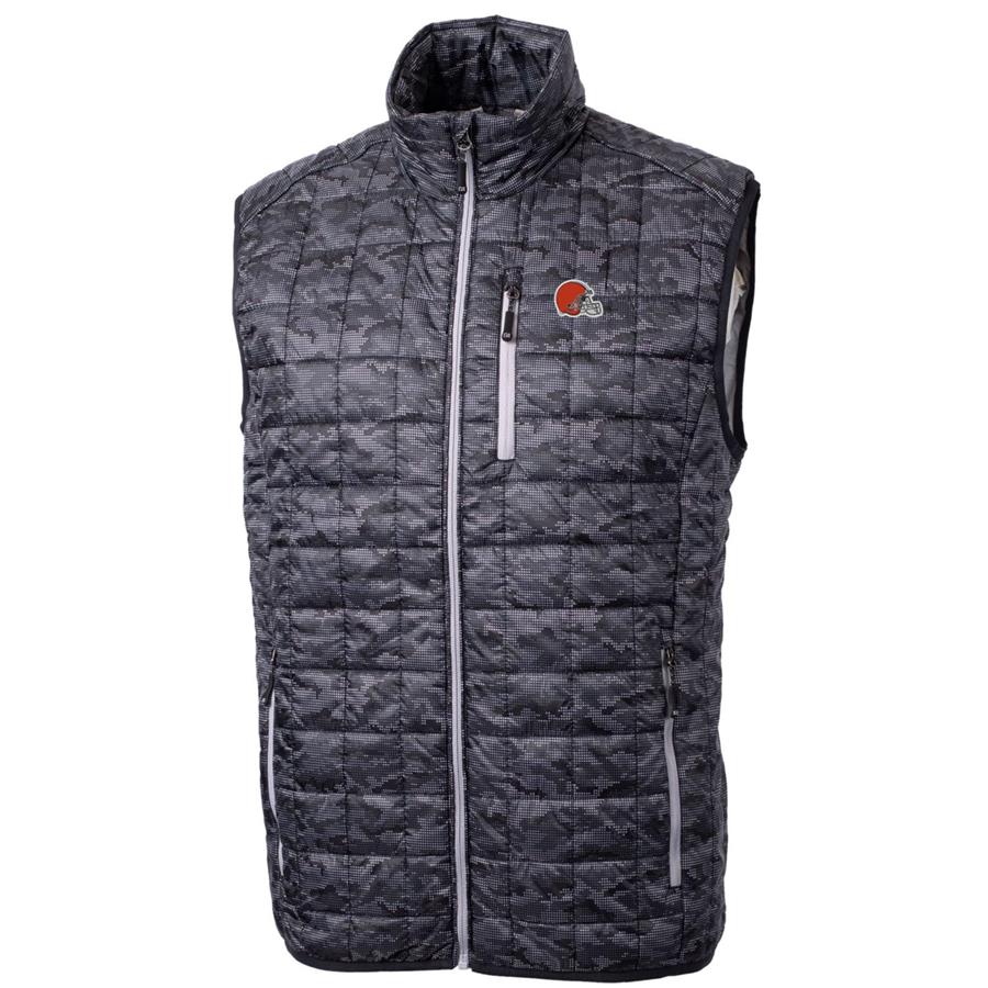 Cleveland Browns Cutter & Buck Rainier Printed Full-Zip Puffer Vest - Black
