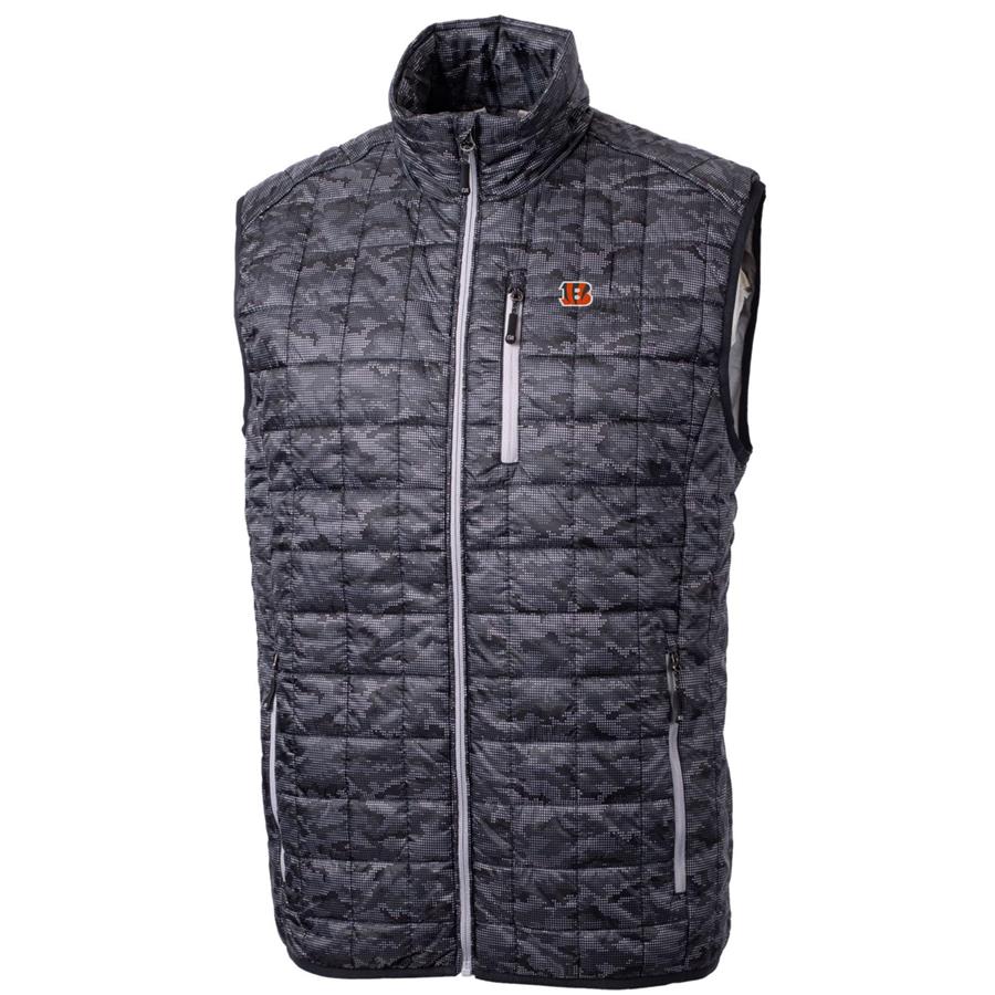 Cincinnati Bengals Cutter & Buck Rainier Printed Full-Zip Puffer Vest - Black