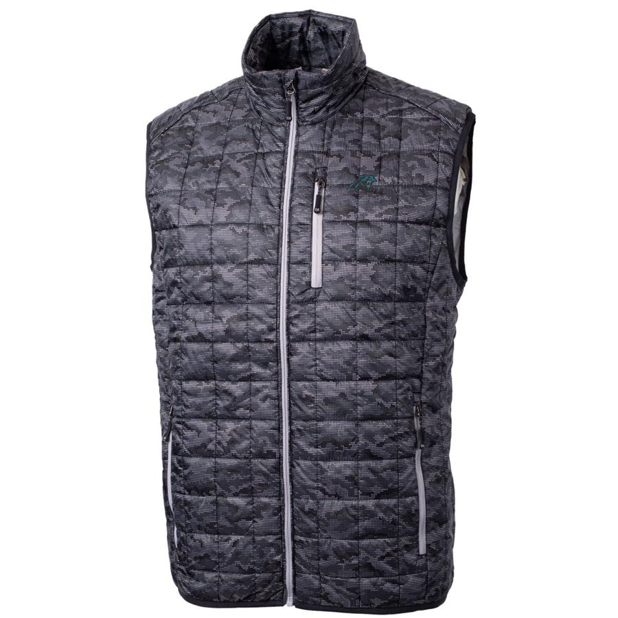 Carolina Panthers Cutter & Buck Rainier Printed Full-Zip Puffer Vest - Black