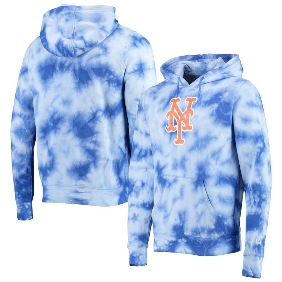 New York Mets New Era Tie-Dye Pullover Hoodie - Royal