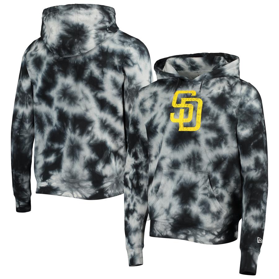 San Diego Padres New Era Tie-Dye Pullover Hoodie - Black