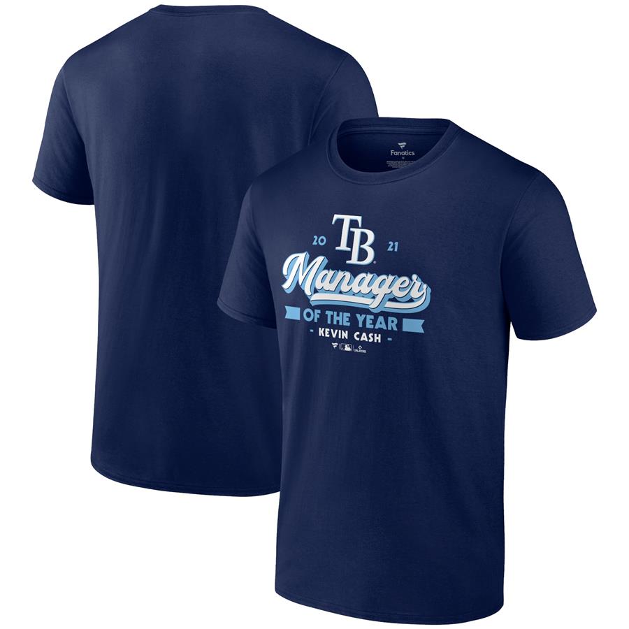 Kevin Cash Tampa Bay Rays Fanatics Branded 2021 AL Manager of the Year T-Shirt - Navy