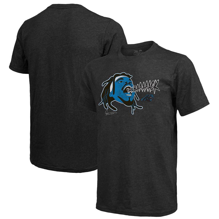 Cam Newton Carolina Panthers Majestic Threads Tri-Blend Player Graphic T-Shirt - Black