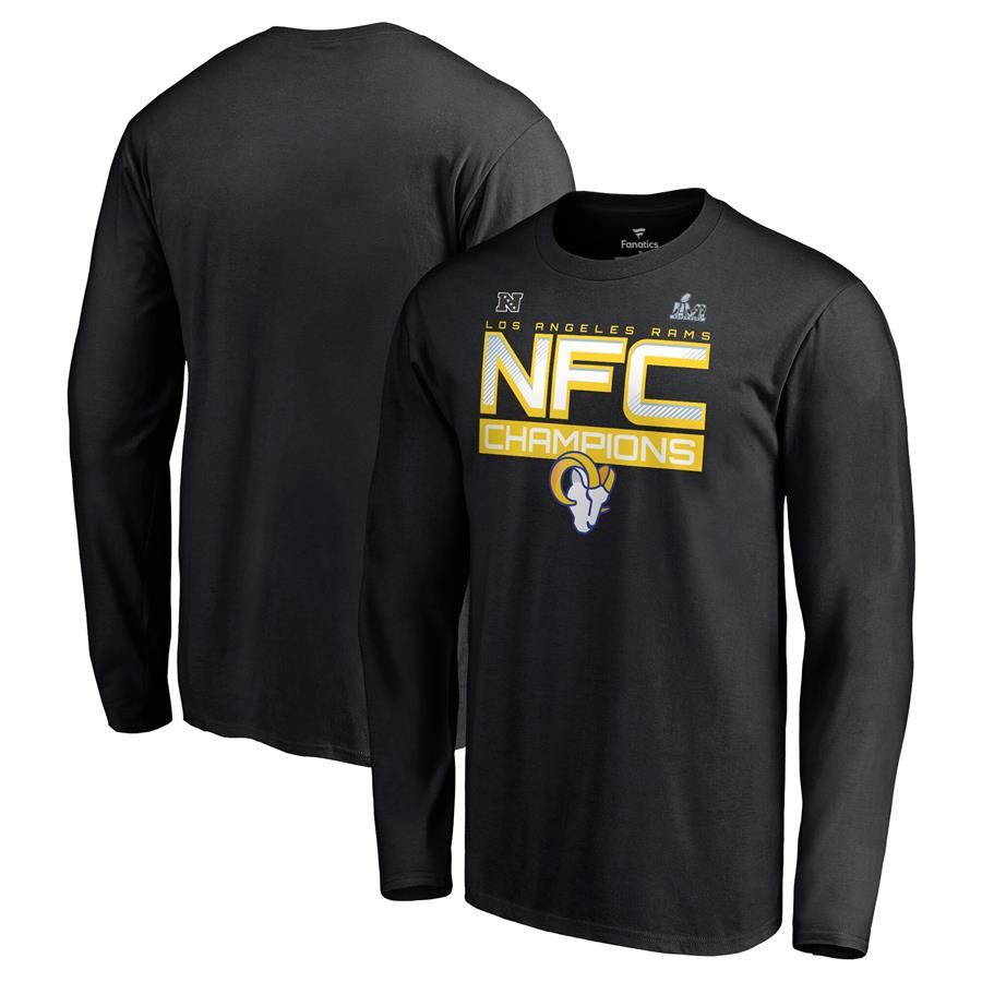 Los Angeles Rams Fanatics Branded 2021 NFC Champions Iconic Slant Long Sleeve T-Shirt - Black